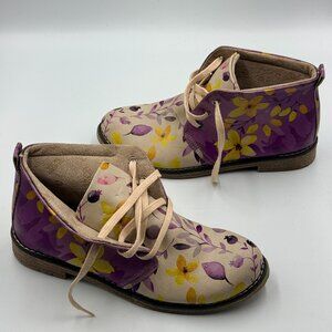 Goby Purple Floral Ankle Boots Size 39 EU Women's